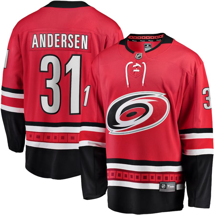 Men Carolina Hurricanes #31 Frederik Andersen Fanatics Branded Red Home Breakaway Player NHL Jersey->carolina hurricanes->NHL Jersey